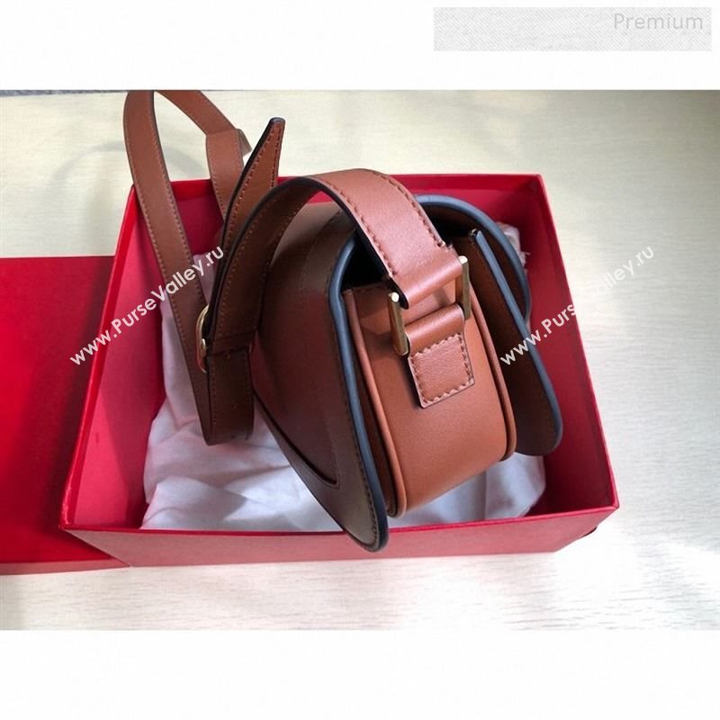 Valentino Supervee Calfskin Maxi-Logo Crossbody Bag 1011L Brown/Gold 2020 (JD-9123020)