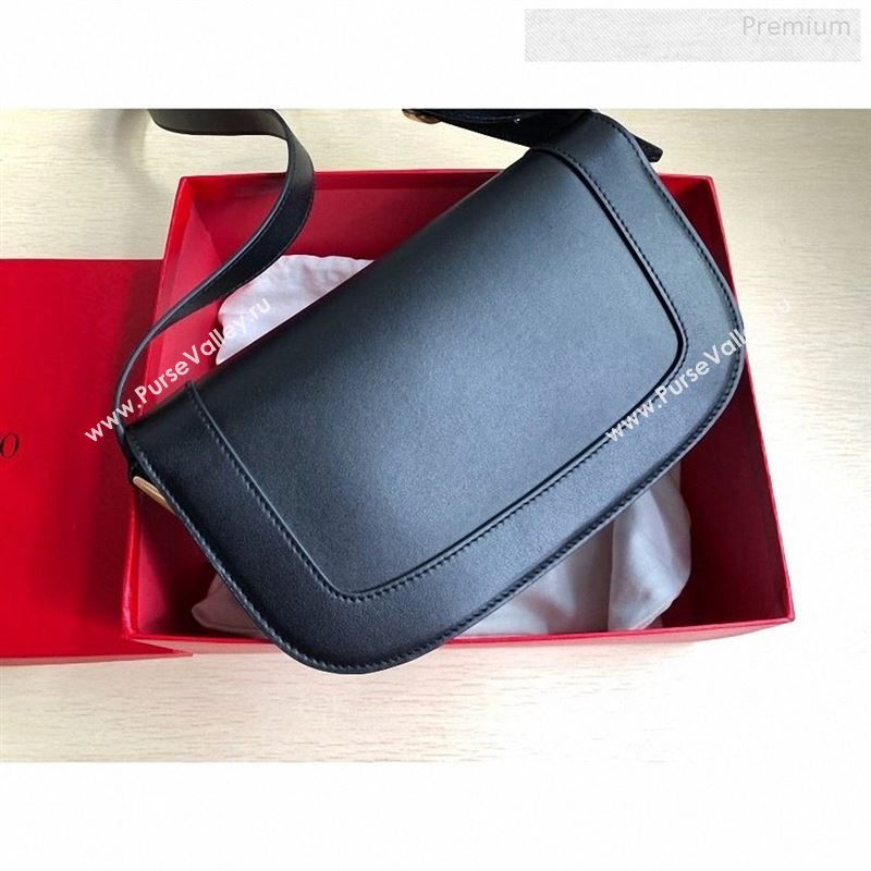 Valentino Supervee Calfskin Maxi-Logo Crossbody Bag 1011L Black/Gold 2020 (JD-9123019)