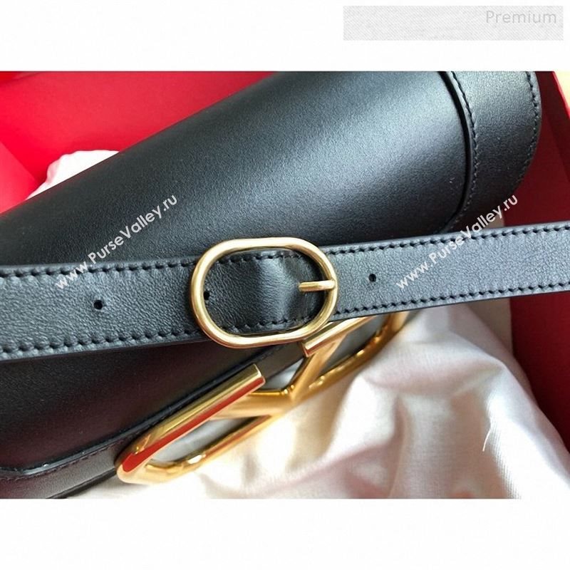 Valentino Supervee Calfskin Maxi-Logo Crossbody Bag 1011L Black/Gold 2020 (JD-9123019)