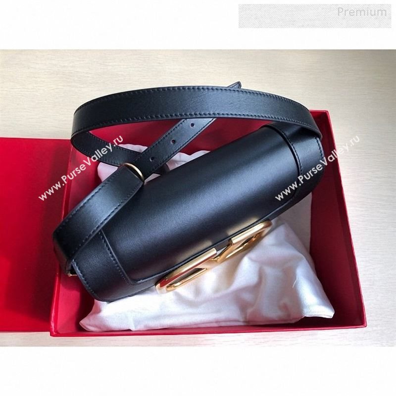 Valentino Supervee Calfskin Maxi-Logo Crossbody Bag 1011L Black/Gold 2020 (JD-9123019)