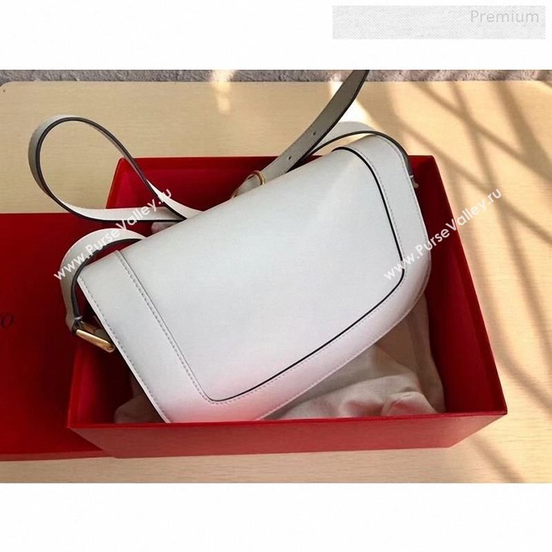 Valentino Supervee Calfskin Maxi-Logo Crossbody Bag 1011L White/Gold 2020 (JD-9123021)