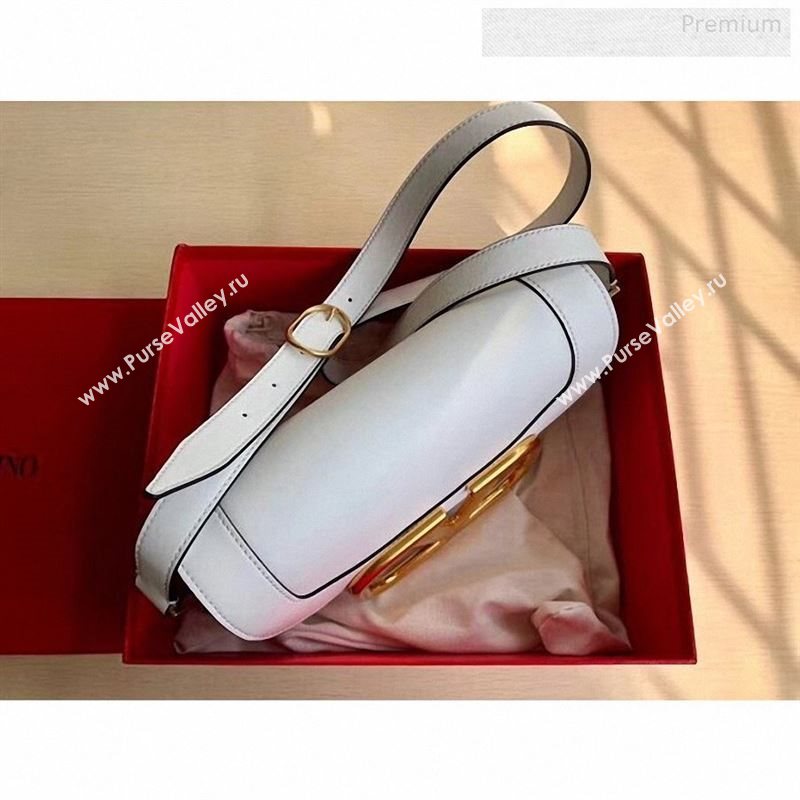 Valentino Supervee Calfskin Maxi-Logo Crossbody Bag 1011L White/Gold 2020 (JD-9123021)