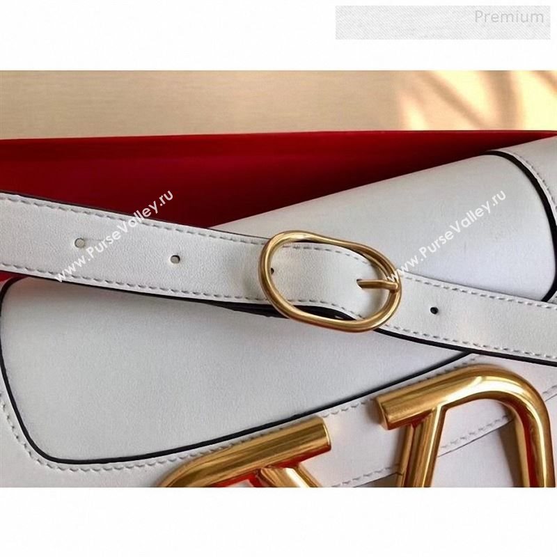 Valentino Supervee Calfskin Maxi-Logo Crossbody Bag 1011L White/Gold 2020 (JD-9123021)