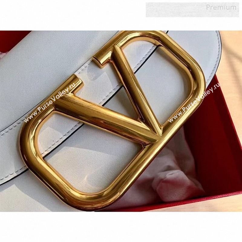 Valentino Supervee Calfskin Maxi-Logo Crossbody Bag 1011L White/Gold 2020 (JD-9123021)