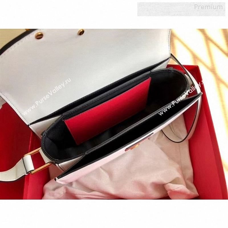 Valentino Supervee Calfskin Maxi-Logo Crossbody Bag 1011L White/Gold 2020 (JD-9123021)