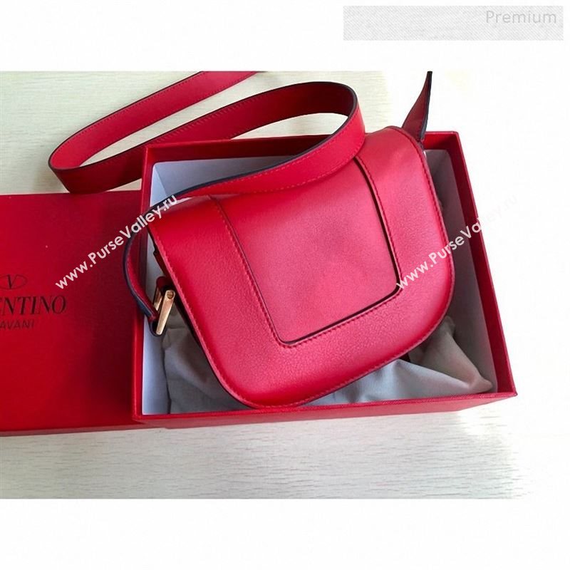 Valentino Supervee Calfskin Maxi-Logo Crossbody Bag 1011S Red/Gold 2020 (JD-9123033)