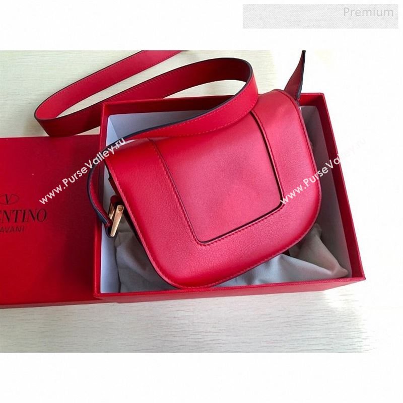 Valentino Supervee Calfskin Maxi-Logo Crossbody Bag 1011S Red/Gold 2020 (JD-9123033)