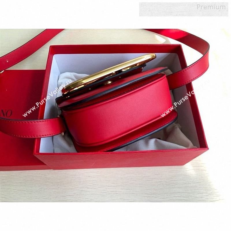 Valentino Supervee Calfskin Maxi-Logo Crossbody Bag 1011S Red/Gold 2020 (JD-9123033)