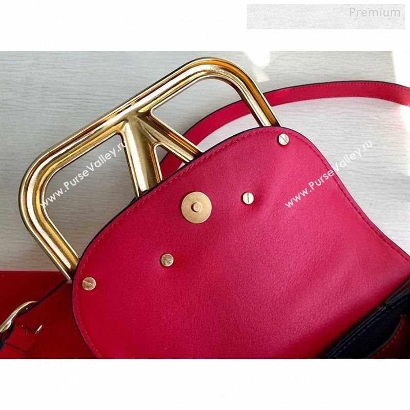 Valentino Supervee Calfskin Maxi-Logo Crossbody Bag 1011S Red/Gold 2020 (JD-9123033)