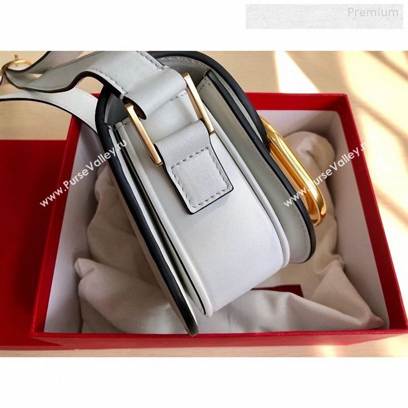Valentino Supervee Calfskin Maxi-Logo Crossbody Bag 1011S White/Gold 2020 (JD-9123031)
