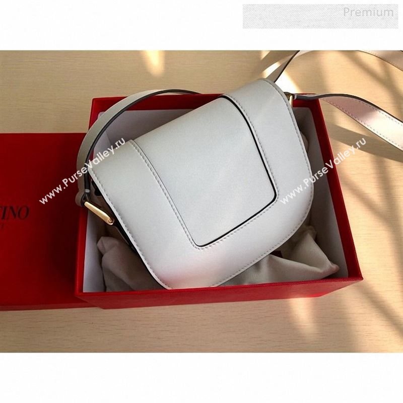 Valentino Supervee Calfskin Maxi-Logo Crossbody Bag 1011S White/Gold 2020 (JD-9123031)