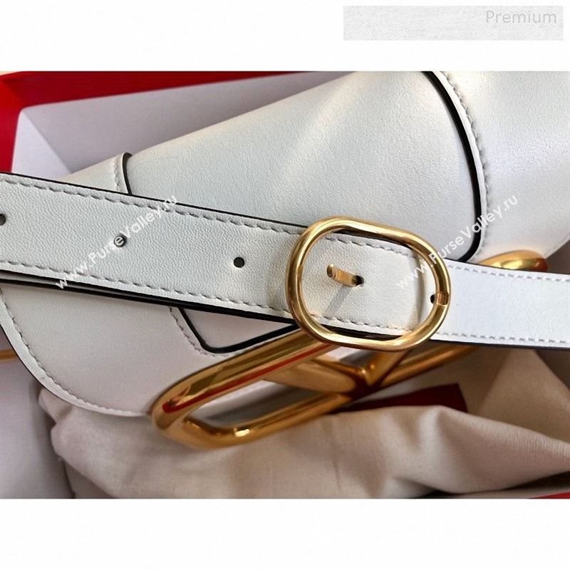 Valentino Supervee Calfskin Maxi-Logo Crossbody Bag 1011S White/Gold 2020 (JD-9123031)