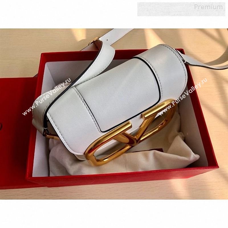 Valentino Supervee Calfskin Maxi-Logo Crossbody Bag 1011S White/Gold 2020 (JD-9123031)
