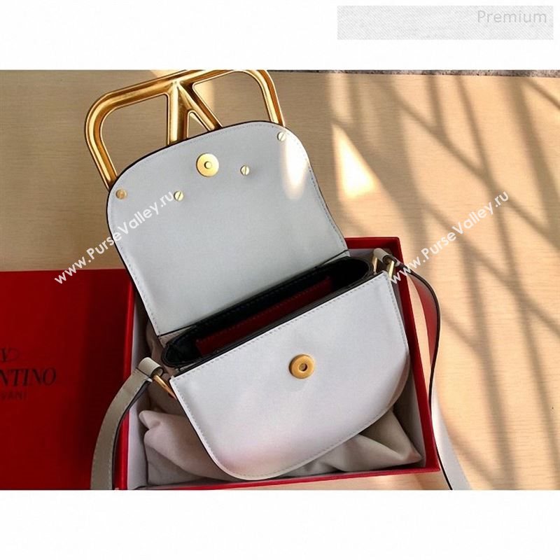 Valentino Supervee Calfskin Maxi-Logo Crossbody Bag 1011S White/Gold 2020 (JD-9123031)