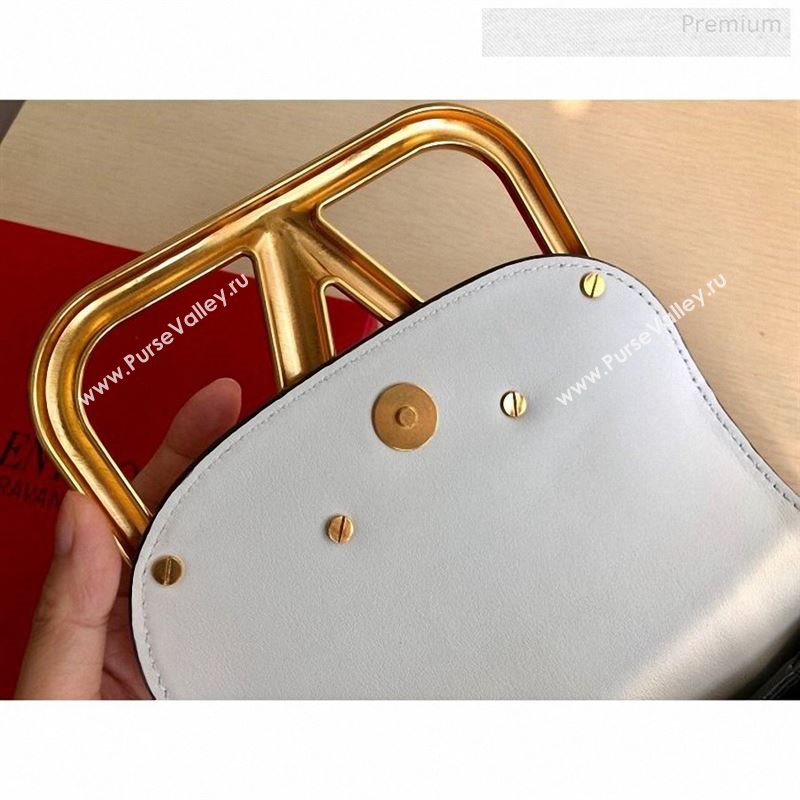 Valentino Supervee Calfskin Maxi-Logo Crossbody Bag 1011S White/Gold 2020 (JD-9123031)
