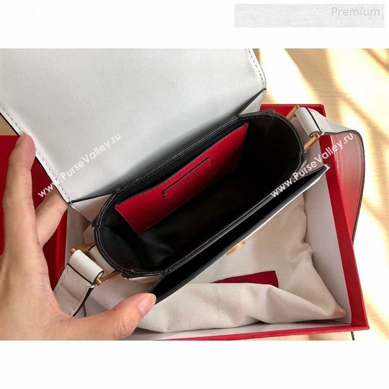 Valentino Supervee Calfskin Maxi-Logo Crossbody Bag 1011S White/Gold 2020 (JD-9123031)