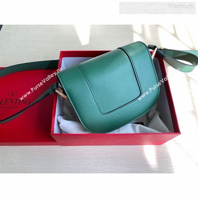 Valentino Supervee Calfskin Maxi-Logo Crossbody Bag 1011S Green/Gold 2020 (JD-9123032)