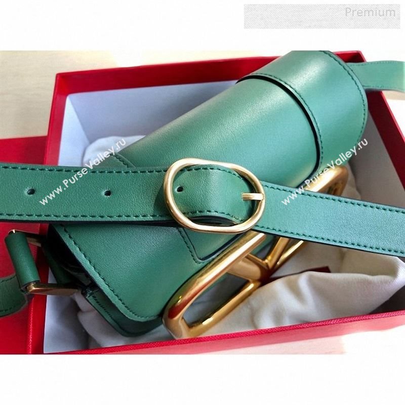 Valentino Supervee Calfskin Maxi-Logo Crossbody Bag 1011S Green/Gold 2020 (JD-9123032)