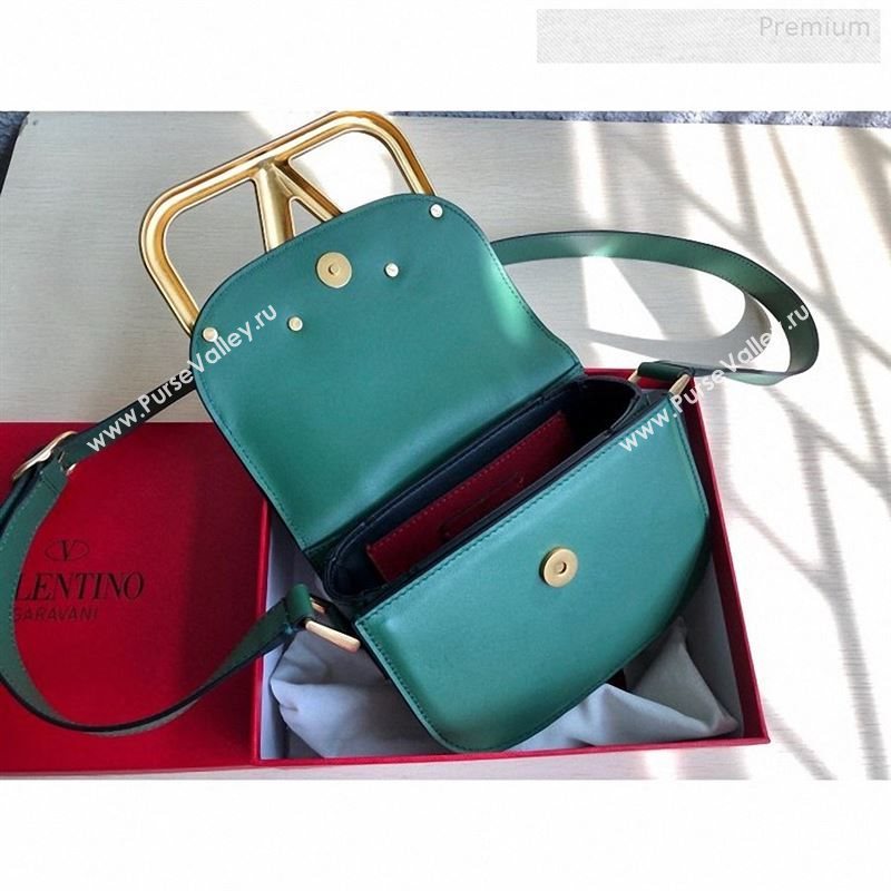 Valentino Supervee Calfskin Maxi-Logo Crossbody Bag 1011S Green/Gold 2020 (JD-9123032)