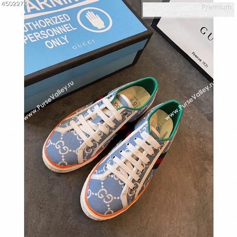 Gucci Disney GG Embroidered Sneakers Light Blue 2020 (EM-9123109)