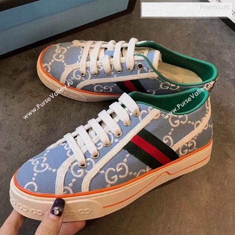 Gucci Disney GG Embroidered Sneakers Light Blue 2020 (EM-9123109)