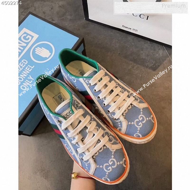Gucci Disney GG Embroidered Sneakers Light Blue 2020 (EM-9123109)