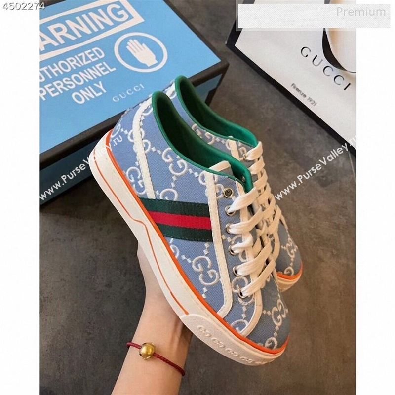 Gucci Disney GG Embroidered Sneakers Light Blue 2020 (EM-9123109)