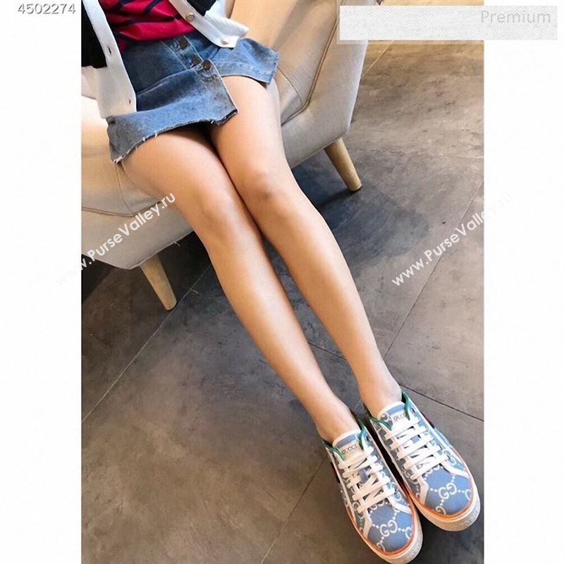 Gucci Disney GG Embroidered Sneakers Light Blue 2020 (EM-9123109)
