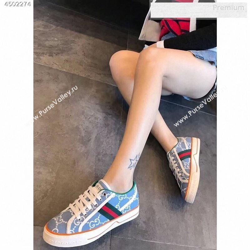 Gucci Disney GG Embroidered Sneakers Light Blue 2020 (EM-9123109)
