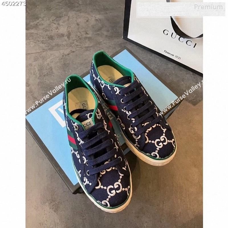Gucci Disney GG Embroidered Sneakers Navy Blue 2020 (EM-9123110)