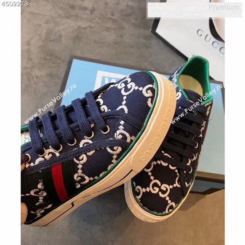 Gucci Disney GG Embroidered Sneakers Navy Blue 2020 (EM-9123110)