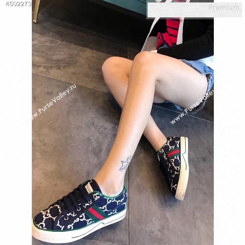 Gucci Disney GG Embroidered Sneakers Navy Blue 2020 (EM-9123110)