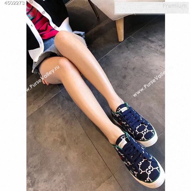 Gucci Disney GG Embroidered Sneakers Navy Blue 2020 (EM-9123110)