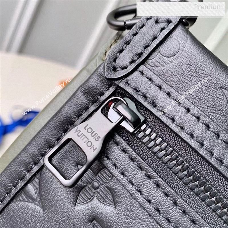 Louis Vuitton Mens Monogram Embossed Double Flat Messenger Bag M44635 Black 2019 (YL-9122345)
