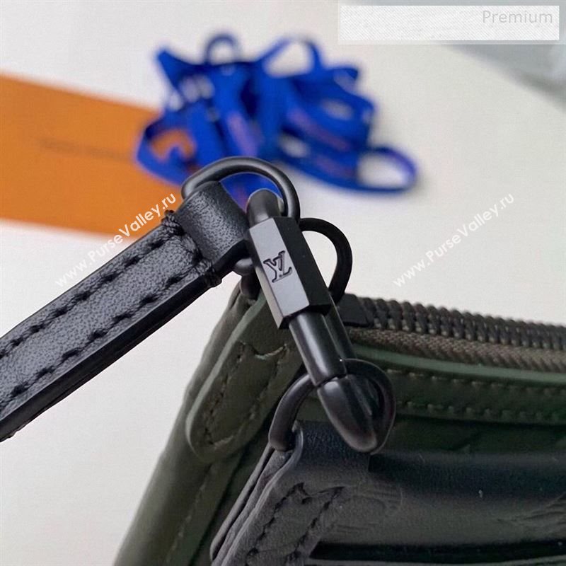 Louis Vuitton Mens Monogram Embossed Double Flat Messenger Bag M44635 Black 2019 (YL-9122345)