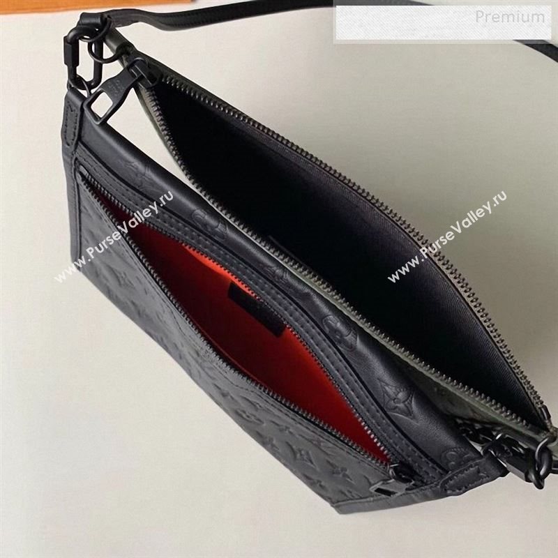 Louis Vuitton Mens Monogram Embossed Double Flat Messenger Bag M44635 Black 2019 (YL-9122345)