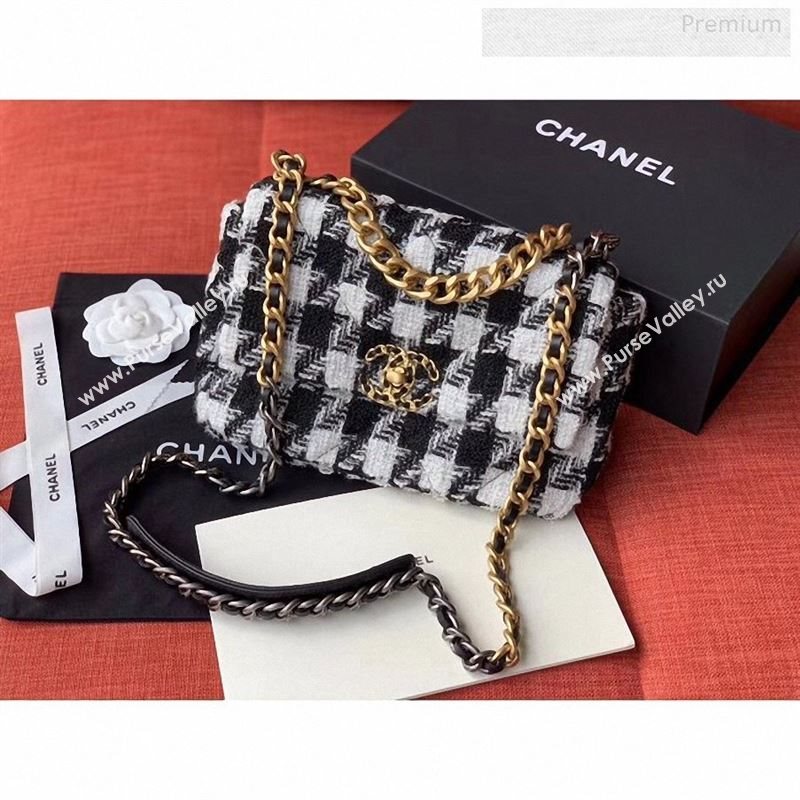 Chanel 19 Tweed Small Flap Bag Black/White AS1160 2019 (X-9122566)