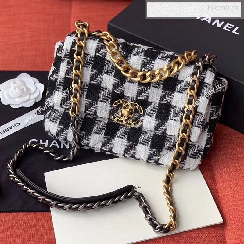 Chanel 19 Tweed Small Flap Bag Black/White AS1160 2019 (X-9122566)