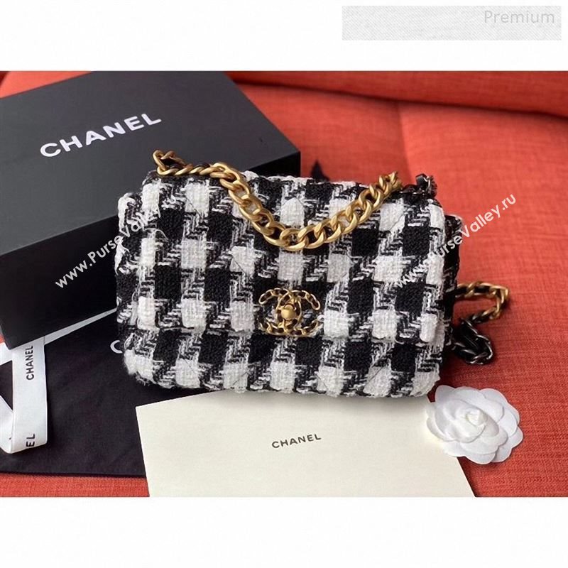 Chanel 19 Tweed Small Flap Bag Black/White AS1160 2019 (X-9122566)