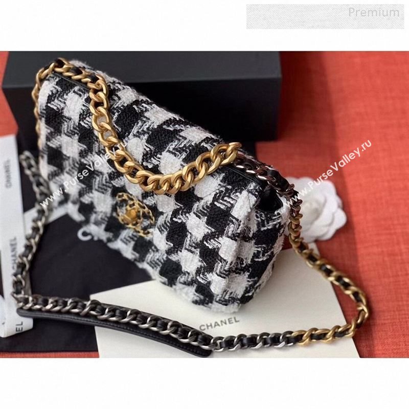 Chanel 19 Tweed Small Flap Bag Black/White AS1160 2019 (X-9122566)