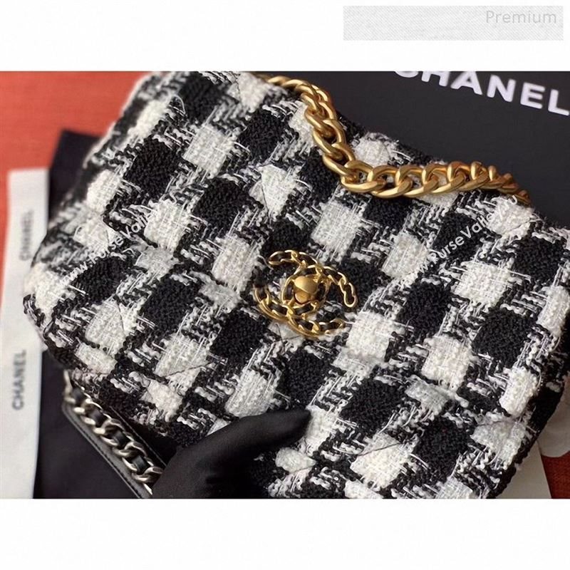 Chanel 19 Tweed Small Flap Bag Black/White AS1160 2019 (X-9122566)