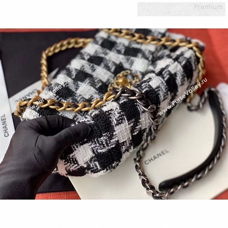 Chanel 19 Tweed Small Flap Bag Black/White AS1160 2019 (X-9122566)