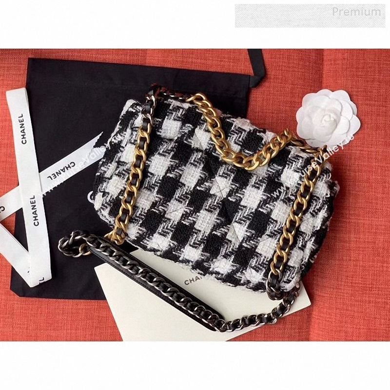 Chanel 19 Tweed Small Flap Bag Black/White AS1160 2019 (X-9122566)