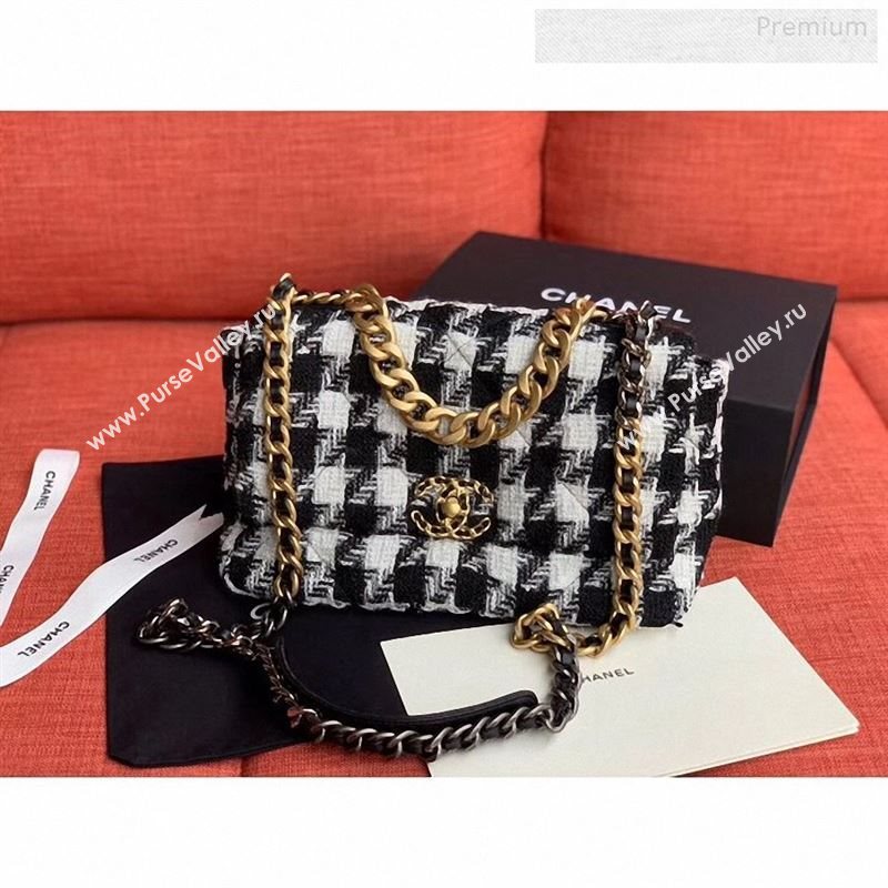 Chanel 19 Tweed Large Flap Bag Black/White AS1161 2019 (X-9122567)