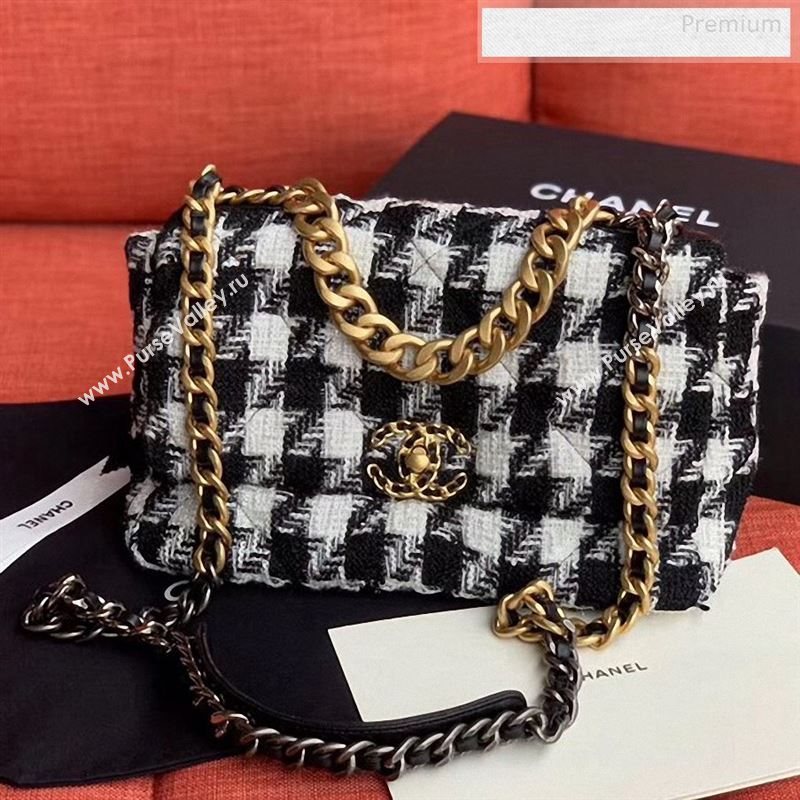 Chanel 19 Tweed Large Flap Bag Black/White AS1161 2019 (X-9122567)