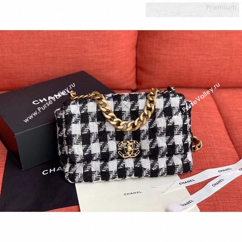 Chanel 19 Tweed Large Flap Bag Black/White AS1161 2019 (X-9122567)