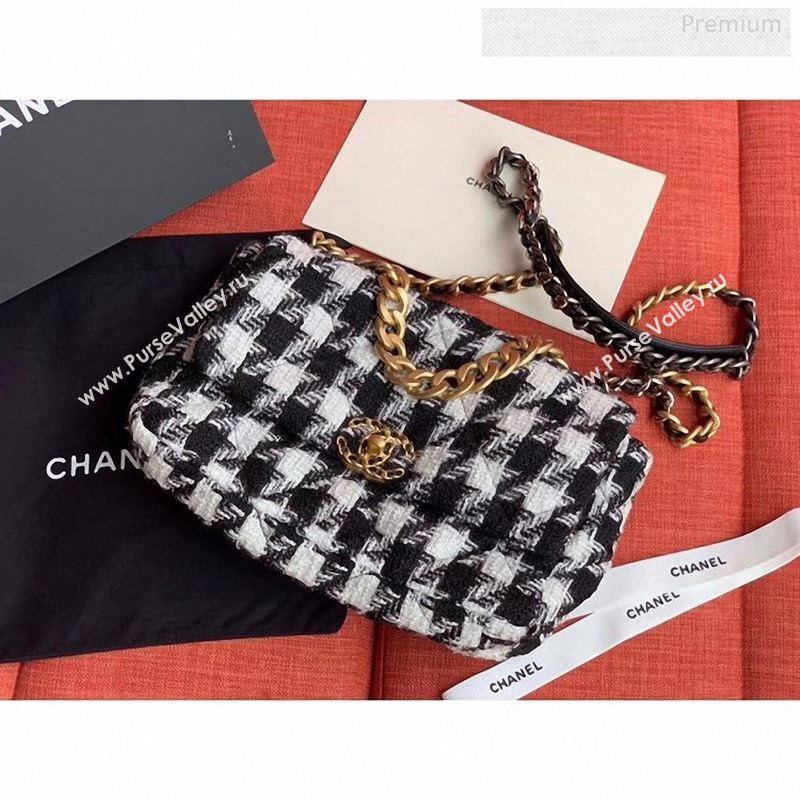 Chanel 19 Tweed Large Flap Bag Black/White AS1161 2019 (X-9122567)