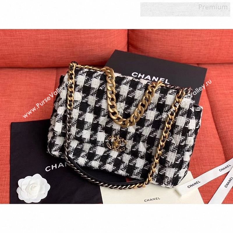 Chanel 19 Tweed Maxi Flap Bag Black/White AS1162 2019 (X-9122568)