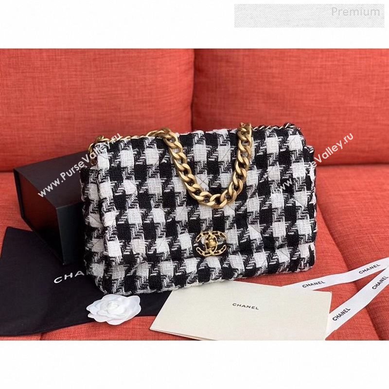 Chanel 19 Tweed Maxi Flap Bag Black/White AS1162 2019 (X-9122568)