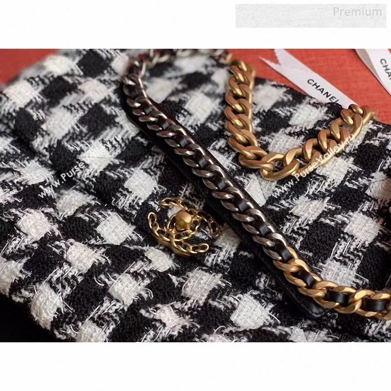 Chanel 19 Tweed Maxi Flap Bag Black/White AS1162 2019 (X-9122568)